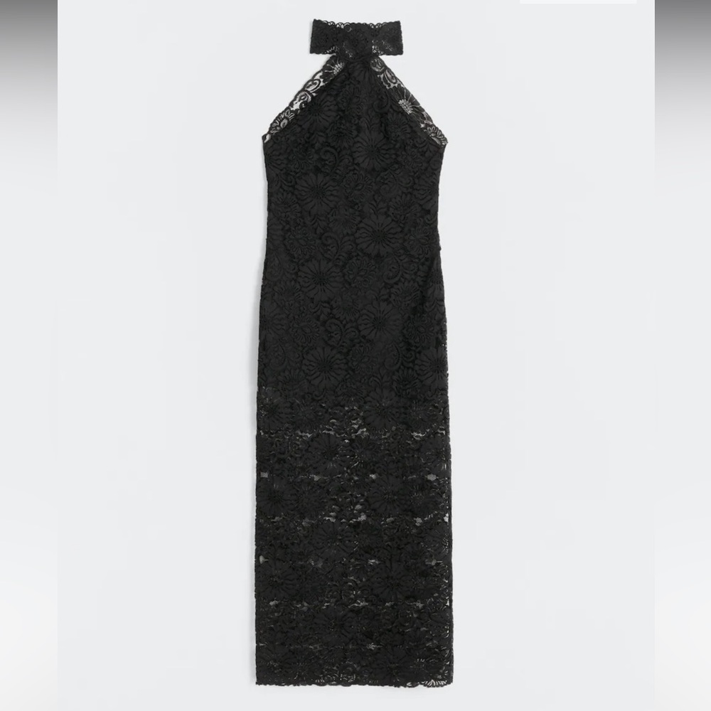 Mango halter neck lace dress